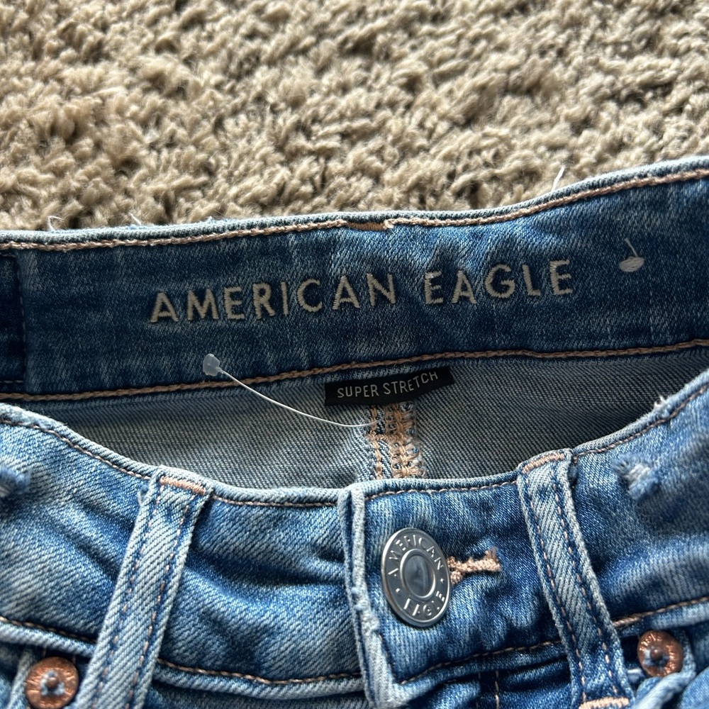 American Eagle Outfitters Distressed Blue Denim Jean Shorts - Picture 2 of 4